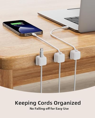 Cord Organizer, Magnetic Cable Clips, Under Desk Management, 9 Pack, White