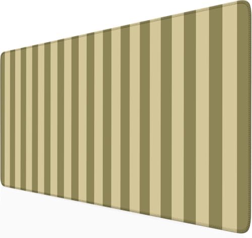 Olive Yellow Striped Desk Mat Cute Pastel XXL Large Gaming Mouse Pad Desk Pad Kawaii Cozy Aesthetic Keyboard Laptop Computer Mat 31.5 x 15.7 Inch