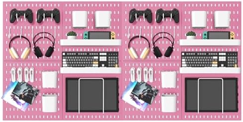 MULSAME Pegboard Combination Kit, 25.2" x 50.4" Wall Mounted Storage Set with 8 Pegboards & 40 Accessories Hanging, Peg Boards Organizer