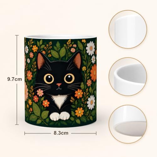Pen Holder for Desk Ceramic Pencil Cup, Cute Makeup Brush Desk Organizer, Desk Accessories, School Supplies, Teacher Appreciation Gifts, Birthday Christmas Gift for Women (Black Cat)