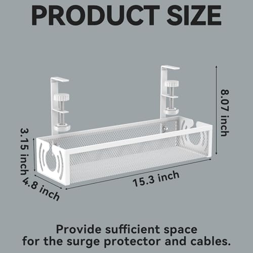 Cable Management, 15'' Under Desk Cable Management Tray No Drill