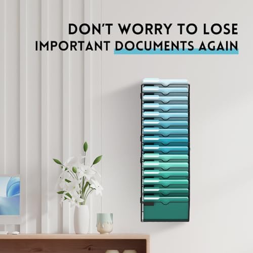 15-Tier Wall File Organizer, Hanging File Holder, Wall Mounted Mail Sorter