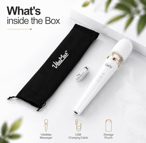 VibeMax Rechargeable Handheld Wand Massager – Powerful Deep Tissue Muscle Therapy Device with Soft Silicone Head, Multi-Speed Vibrations, Quiet, Portable for Back, Neck, Shoulders & Body
