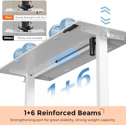 59"×24" Large Electric Standing Desk, Sit Stand Desk, White