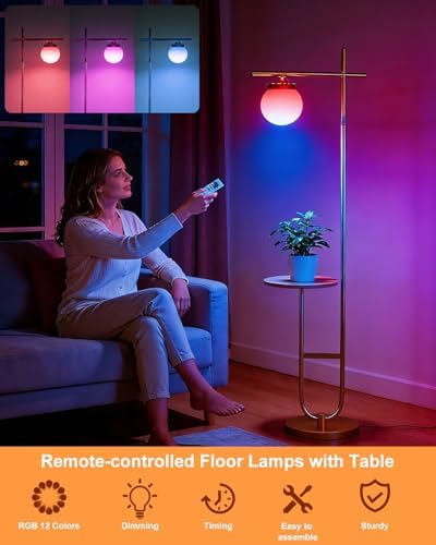 Lightdot RGBCW Floor Lamp for Living Room, Remote Modern Standing Tall Lamp