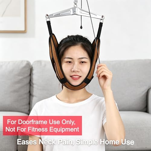 Cervical Traction Device, Canvas Neck Stretcher Harness for Home Door Use