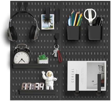 Pegboard Wall Organizer Kit, Modular Storage System, Black