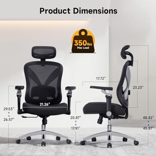 amseatec Ergonomic Mesh Office Chair,5D Flip-Up Arms,3D Lumbar Support