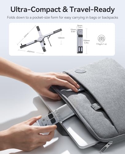 ORICO Portable Laptop Stand for Travel & Desk, Foldable 3-in-1 PN1, Gray