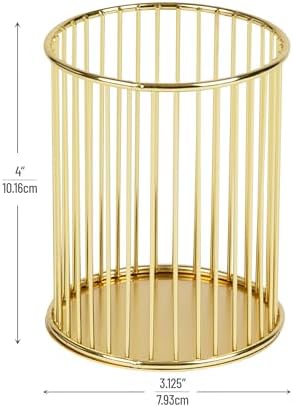 Mind Reader Pen and Accessories Holder, Desktop Organizer, Office, Metal , 3"L x 3"W x 4"H, Set of 3, Gold