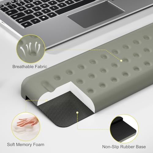 Leolee L-Shaped Desk Long Wrist Rest Elbow 60CM, Grey Arm Rest for Desk