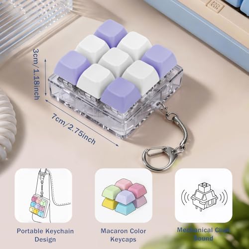 Keyboard Fidget Toy, Creamy Fidget Clicker Keyboard Fidget Keychain, Button Fidget Gifts for Adults, Boost Focus & Ease Anxiety Anywhere — Perfect Stress-Relief Gift (3×3 Grid Layout G)