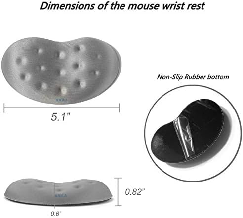 BRILA Ergonomic Memory Foam Mouse Wrist Rest Support Pad Cushion for Computer, Laptop, Office Work, PC Gaming - Massage Holes Design - Wrist Pain Relief (Grey Mouse Wrist Rest)