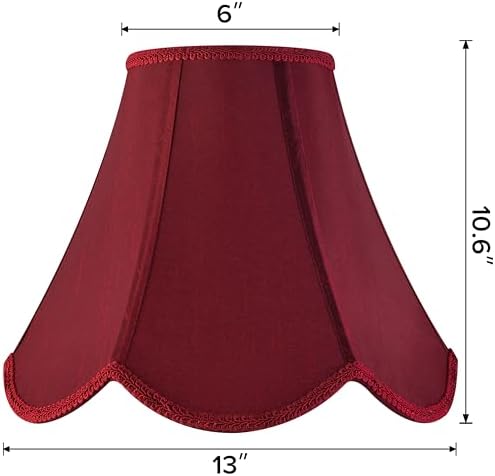 GO&SO Lamp Shades Set of 2,6" x 13" x 10.6",Scalloped Lamp Shade,Red Petals