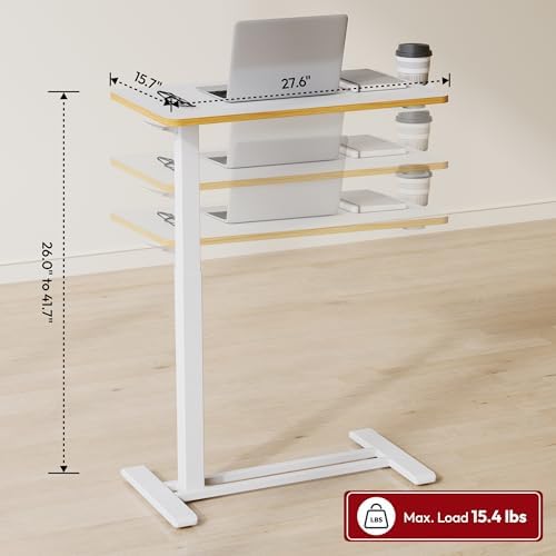 SANODESK 28''Mobile Standing Desk with Hidden Wheels,Pneumatic Laptop Desk
