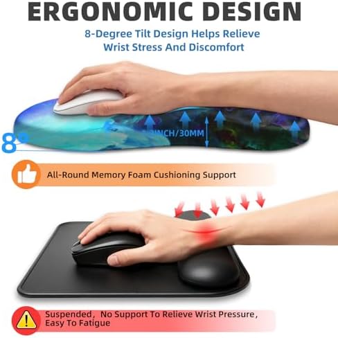 Ergonomic Mouse Pad with Wrist Rest, Memory Foam Wrist Support,Massage Bump