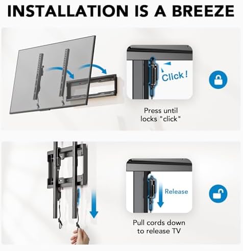 Pipishell Tilt TV Wall Mount Bracket Low Profile for Most 23-55 Inch LED LCD OLED 4K Flat Curved TVs up to 99lbs Max VESA 400x400mm, 8° Tilting for Anti-Glaring, Fits 8-16 inch Wood Stud