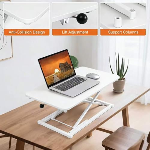 Adjustable Height Standing Desk Converter Keyboard Riser 23.6 Inch White