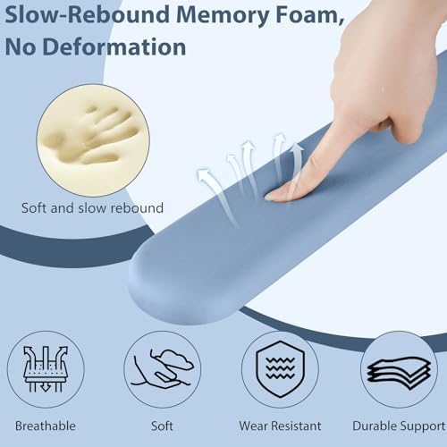 Sushret Mouse Pad and Keyboard Wrist Rest, 3-in-1 Gel Memory Foam Ergonomic Mouse Pad with Wrist Rest Set,Gaming Mousepad Arm Cushion Support for Computer Office Desk Accessories Cute Setup,Sky Blue