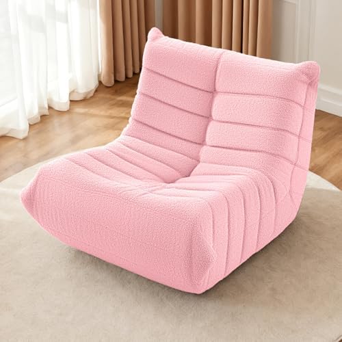 HABUTWAY Bean Bag Chairs Fireside Lazy Floor Sofa,Single,Pink