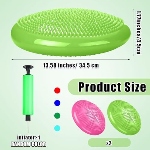 Silipull 2 Pcs Wiggle Seat Inflated Wobble Cushion Flexible Balance Disc with Air Pump for Core Stability Strengthening Improving Posture Physical Exercise