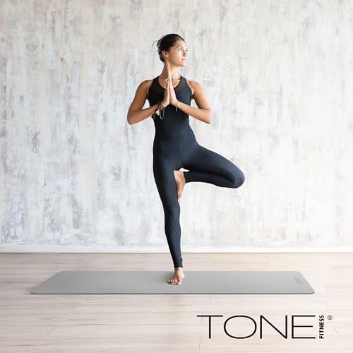 TONE Fitness 1/4" Yoga Mat, Non-Slip Exercise & Pilates Mat with Strap