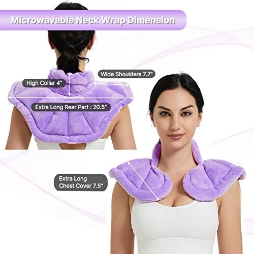 MORLIDEN Neck Heating Pad Microwavable for Shoulders, Warmer Wrap Microwave Heating Pad for Neck and Shoulders for Pain Relief - Purple