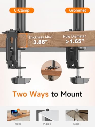 Bracwiser Single Fully Adjustable Monitor Arm Stand Mount Fits One Screen 13-32 inch 22lbs for Monitor Computer Screen 13 15 17 19 20 22 23 24 26 27 30 32 inch VESA 75 100 (MD7401)