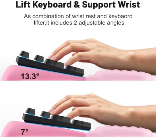 Keyboard Stand with Wrist Rest，Ergonomic Keyboard Riser Holder Lifter Tray