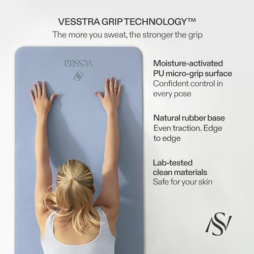 Premium Yoga Mat – Sweat-Activated Non-Slip PU Grip I Natural Rubber Base I 4mm for Yoga, Pilates & Workouts
