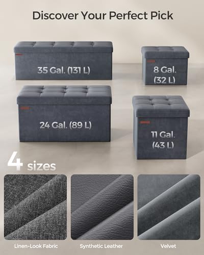 SONGMICS Small Folding Storage Ottoman, 12.2 x 16.1 x 12.2 Inches