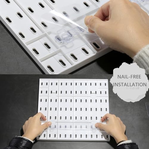 MULSAME Pegboard Combination Kit, Wall Mounted Storage Set with 4 Pegboards & 14 Accessories Hanging, White Peg Boards Organizer for Walls Display, Crafts Organization, Kitchen Organizer, 22" x 22"