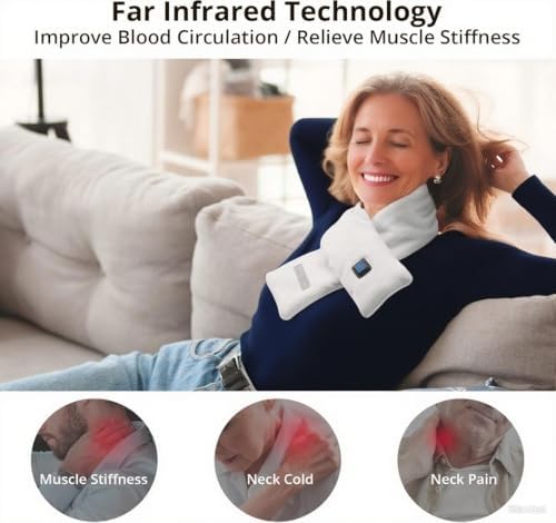 Neck Heating Pad, Electric Heated Scarf with 5000mAh Power Bank, Cordless Neck Warmer for Pain Relief
