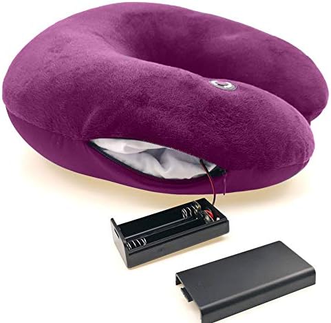Hooshing Vibrating Neck Pillow Portable Travel Neck Pillow Massage, Fuchsia