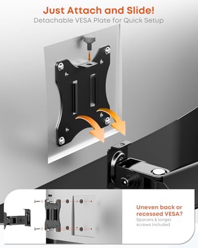 Single Monitor Wall Mount fits 17-32 inch Flat/Curved Screen