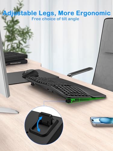 E-YOOSO Ergonomic Wireless Keyboard and Mouse Combo, Split Design with Detachable Wrist Rest, 2.4G Full Size Ergo Computer Keyboard Set for Programmers/Office, Compatible with Windows/Mac/PC/Laptop