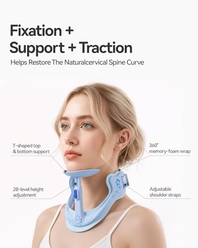 Neck Posture Corrector, Adjustable Cervical Collar for Pain Relief, Blue