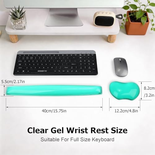 Silicone Gel Keyboard Wrist Rest Set Plus - ABRONDA Keyboard & Mouse Wrist Support Pad Office, Computer, Laptop, Mac - Durable, Comfortable and Pain Relief- Green Set