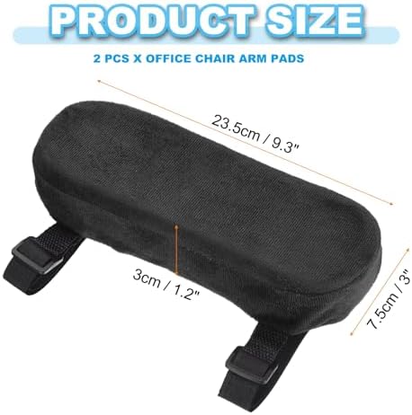 PATIKIL Office Chair Arm Pads, 2 pcs Office Chair Arm Cover Soft Office Chair Armrest Pads Memory Foam Cotton Removable Washable for Desk Computer Gaming, Black