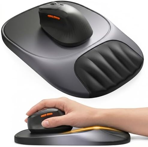 Ergonomic Mouse Pad with Wrist Rest, Sloped Memory Foam Mousepad with Wrist Support, Cooling Channels, Non-Slip Base, Smooth Lycra Surface for Office, Gaming & Home Desk (Eclipse Black)