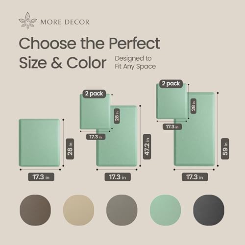 Anti Fatigue Kitchen Mats for Floor | Padded Kitchen Rugs | Non Slip, Cushioned Standing Desk Mat | Waterproof Floor Mat | 17.3" x 28" x 0.47" & 17.3" x 47.2" x 0.47", Mint Green, 2-Pack | More Décor