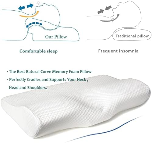 EPABO Contour Memory Foam Pillow Orthopedic Sleeping Pillows, Ergonomic Cervical Pillow for Neck Pain - for Side Sleepers, Back and Stomach Sleepers, Free Pillowcase Included (Firm & Queen)