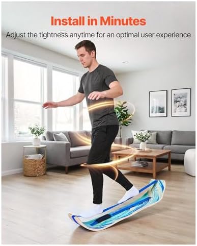 Balance Board Wobble Board for Adults - Wooden Curved Trainer for Yoga, Standing Desk, Pilates & Workouts - Compact Lightweight Equipment - Home Gym & Office - Blue