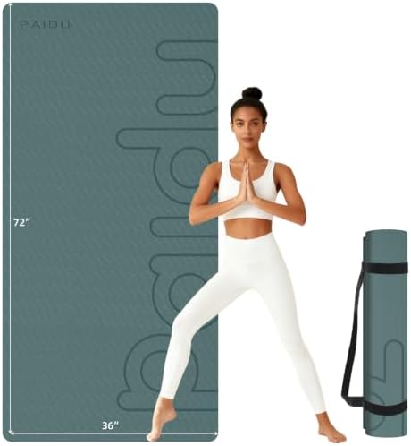 PAIDU Extra Large Yoga Mat, 72"x36" 10MM Thick POE Non Slip Exercise Mat