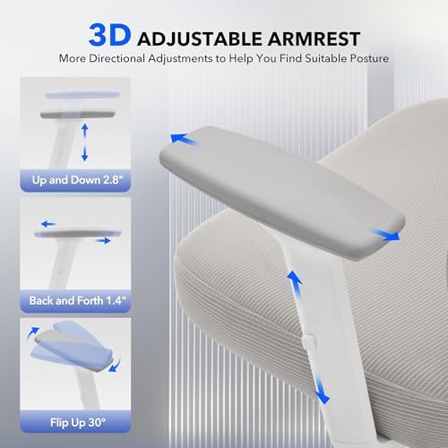 Ergonomic Office Chair Mesh – Adjustable Lumbar 3D Armrests High-Back Desk