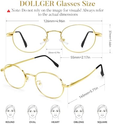 Dollger Oval Blue Light Glasses for Women Retro Anti Bluelight Blocker Glasses Men for Computer Small Metal Frame Eyeglasses
