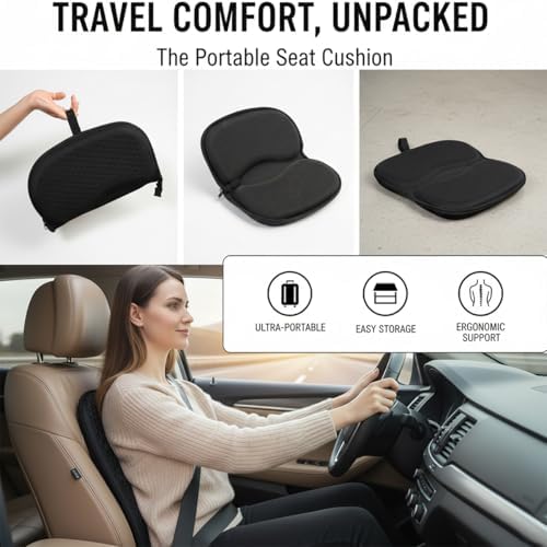 Foldable Seat Cushion for Travel, Honeycomb Gel Seat Cushion with Zipper & Handle, Portable Honeycomb Gel Cushion for Fatigue Relief, Ventilative Butt Pillow 15.8 x 13.3 x 1.4 Inches (1 in Blue)