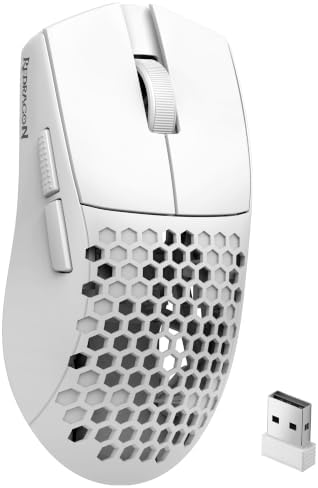 Redragon M725 Honeycomb Shell Gaming Mouse Wireless Lightweight 49g -White