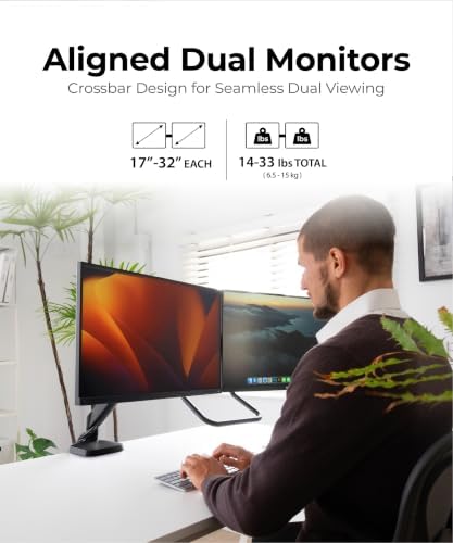 Modernsolid Dual Monitor Arm Desk Mount for Two 17-32 Inch Screens