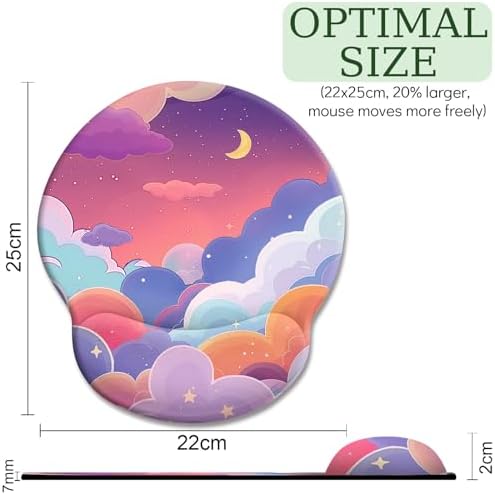 LIMKRIAN Purple Cloud Mouse Pad with Wrist Rest, Cute Small Mouse Pad